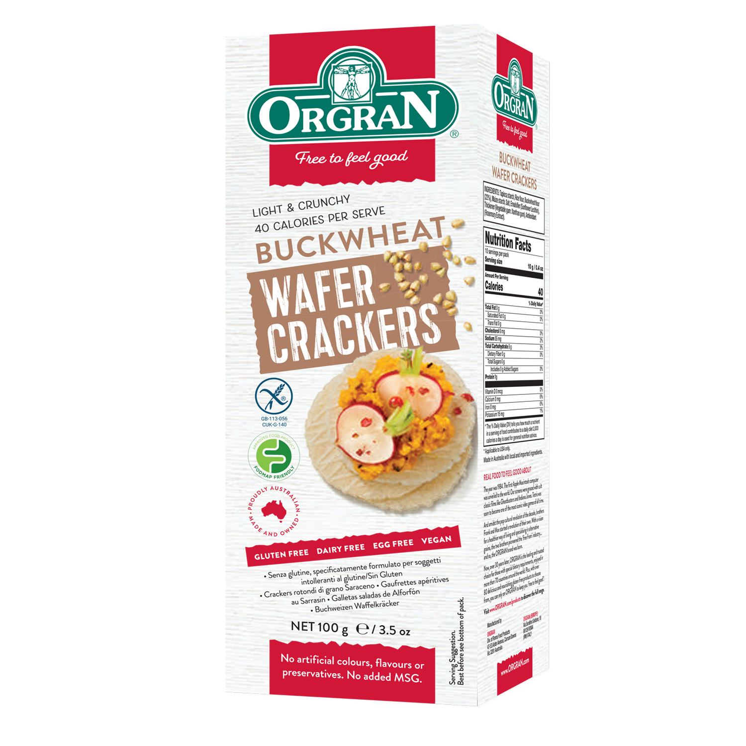 Crackers din hrisca, 100 g, Orgran