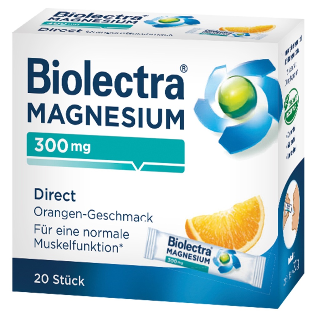 Magneziu cu aroma de portocale Biolectra Magnesium Direct, 300 mg, 20 plicuri, Hermes Arzneimittel