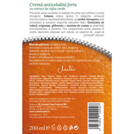 Crema anticelulitica forte cu extract de cafea verde, 200 ml, Cosmetic Plant 712465