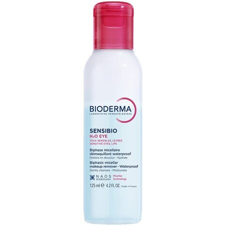 Apa micelara bifazica pentru ochi si buze Sensibio H2O, 125 ml, Bioderma