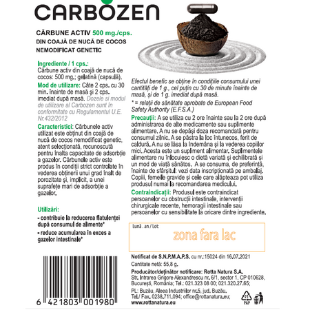 Carbozen, 500 mg, 90 capsule, Rotta Natura 598202