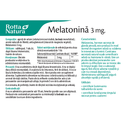 Melatonina, 3 mg, 90 tablete, Rotta Natura 598204