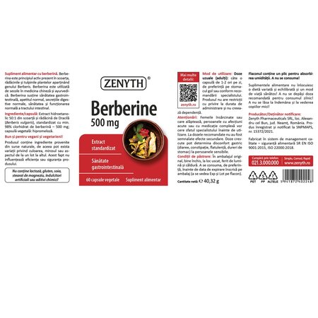 Berberine, 500 mg, 60 capsule, Zenyth 702162
