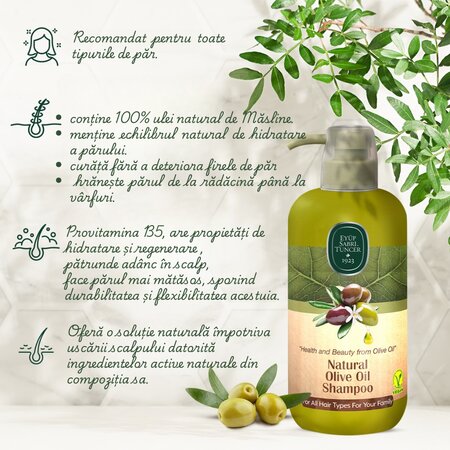 Sampon cu ulei natural de masline, 600 ml, Eyup Sabri Tuncer 614908