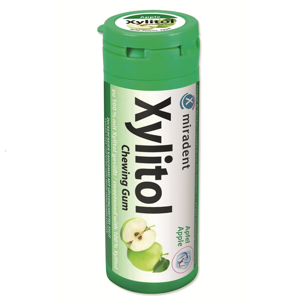 Guma de mestecat cu mere pentru copii Xylitol, 30 bucati, Miradent
