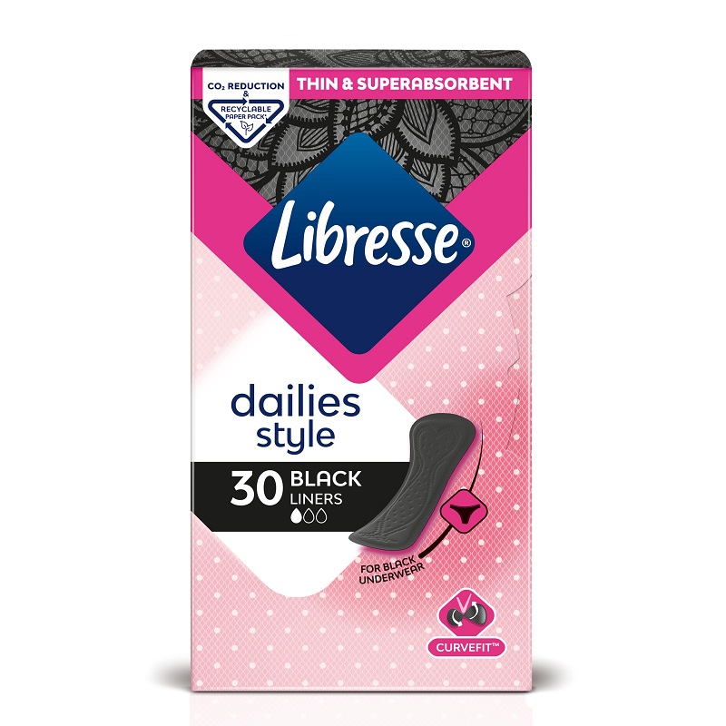 Absorbante zilnice Normal Black, 30 bucati, Libresse