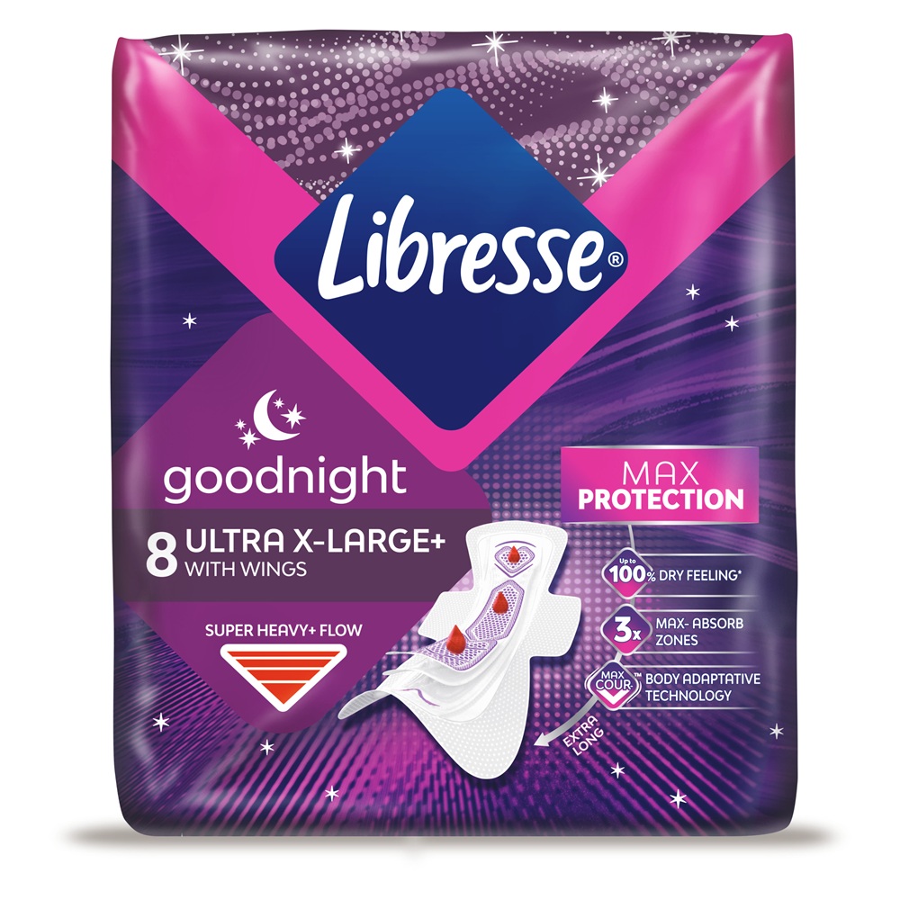 Absorbante Ultra Goodnight Extra Large, 8 bucati, Libresse