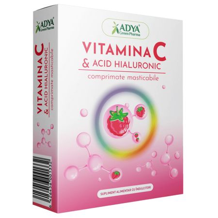 Vitamina C si acid hialuronic, 30 comprimate, Adya