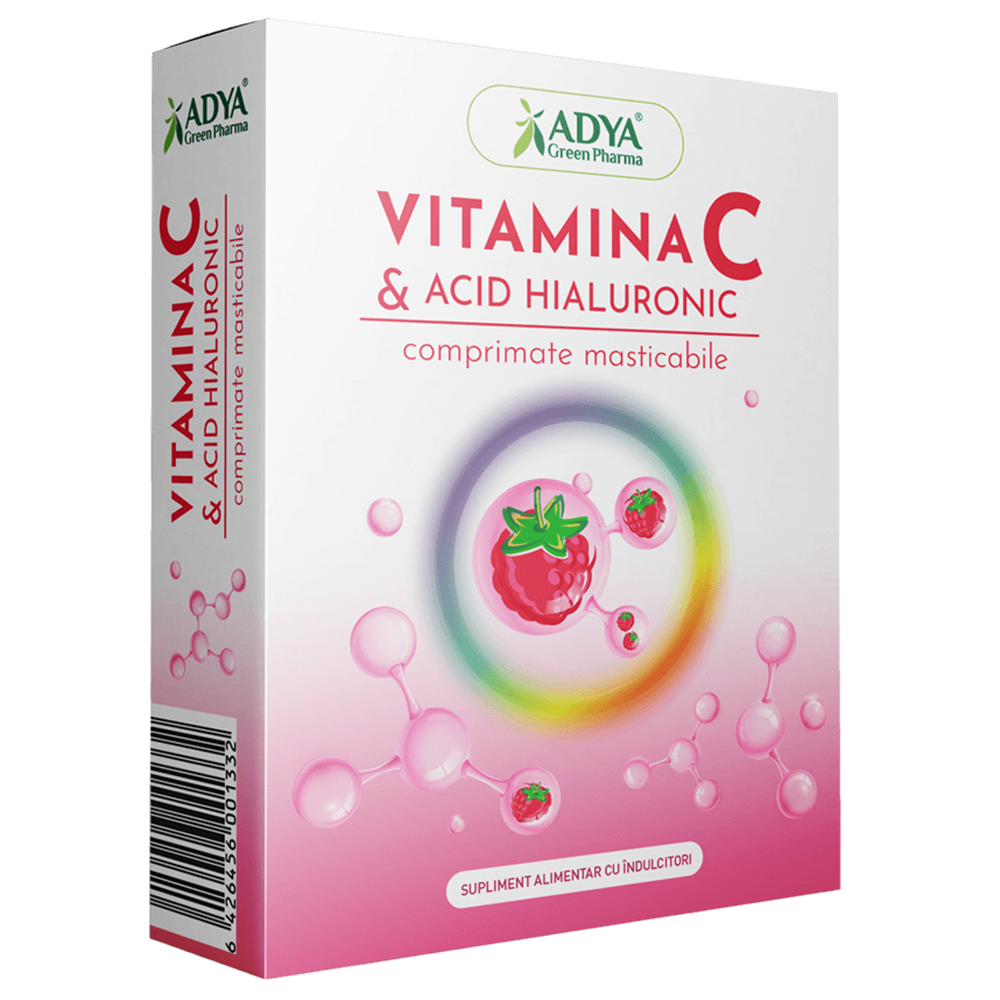 Vitamina C si acid hialuronic, 30 comprimate, Adya
