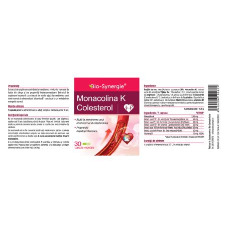 Monacolina K  Colesterol, 30 capsule vegetale, Bio Synergie 705927