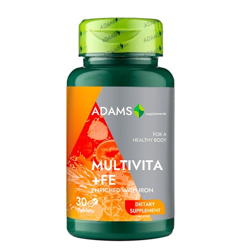 Multivita + Fier, 30 tablete, Adams Vision