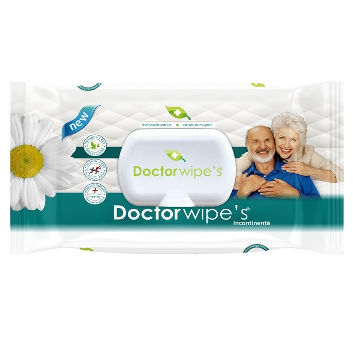 Servetele umede igienice pentru incontinenta, 72 bucati, Doctor Wipe's