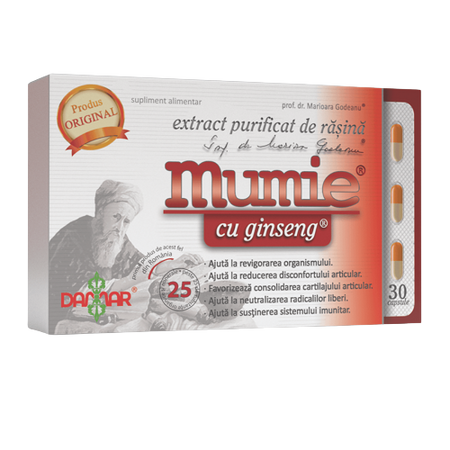 Extract purificat de rasina Mumie cu Ginseng, 30 capsule, Damar General Trading