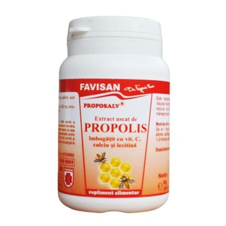 Proposalv extract uscat de propolis cu cu vitamina C, calciu si lecitina, 100 ml, Favisan