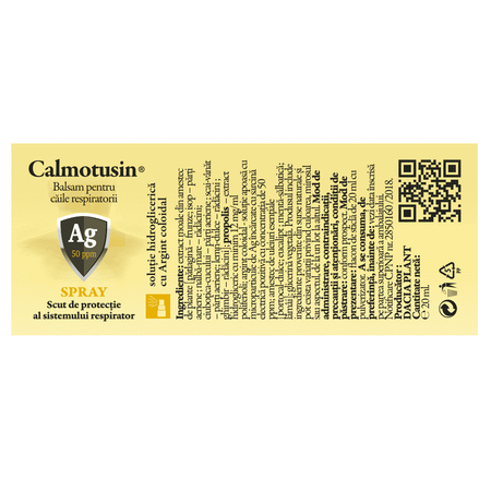 Spray fara alcool cu Argint coloidal Calmotusin, 20 ml, Dacia Plant 593133