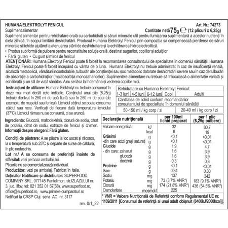 Electroliti cu aroma de fenicul Elektrolyt, 75g, Humana 704298