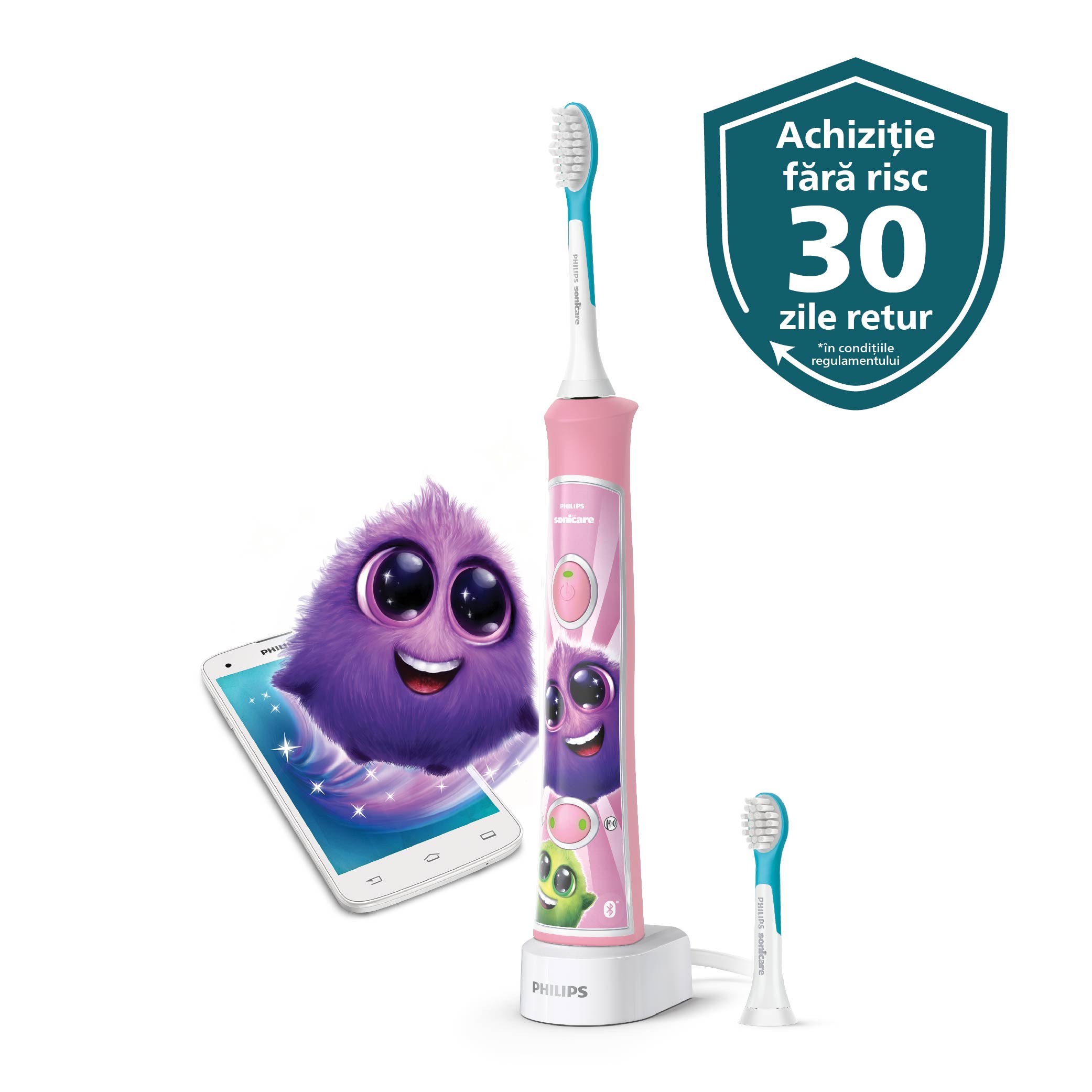 Periuta electrica roz pentru copii HX6352/42, Philips Sonicare