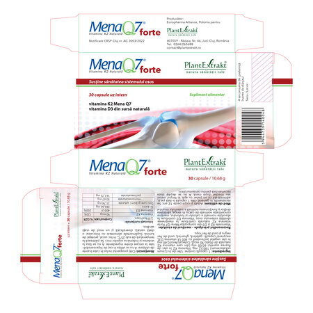 MenaQ7 forte Vitamina K2 naturala, 30 capsule, Plant Extrakt 734113