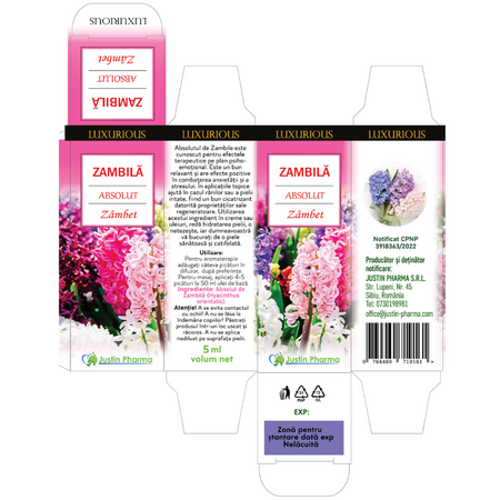 Ulei absolut de Zambila Zambet Luxurious, 5 ml, Justin Pharma 727419