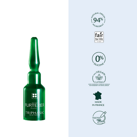 Set fiole anti-caderea parului 2 in 1 Triphasic Reactional, 12 fiole x 5 ml, Rene Furterer 645202