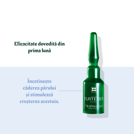 Set fiole anti-caderea parului 2 in 1 Triphasic Reactional, 12 fiole x 5 ml, Rene Furterer 645198
