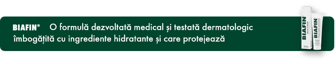 Biafin O formulă dezvoltată medical și testată dermatologic &icirc;mbgățită cu ingrediente hidratante și care protejează
