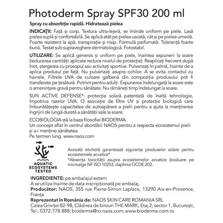 Spray cu SPF 30 Photoderm, 200 ml, Bioderma 609355
