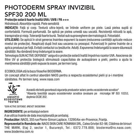 Spray cu SPF 30 Photoderm, 200 ml, Bioderma 737278
