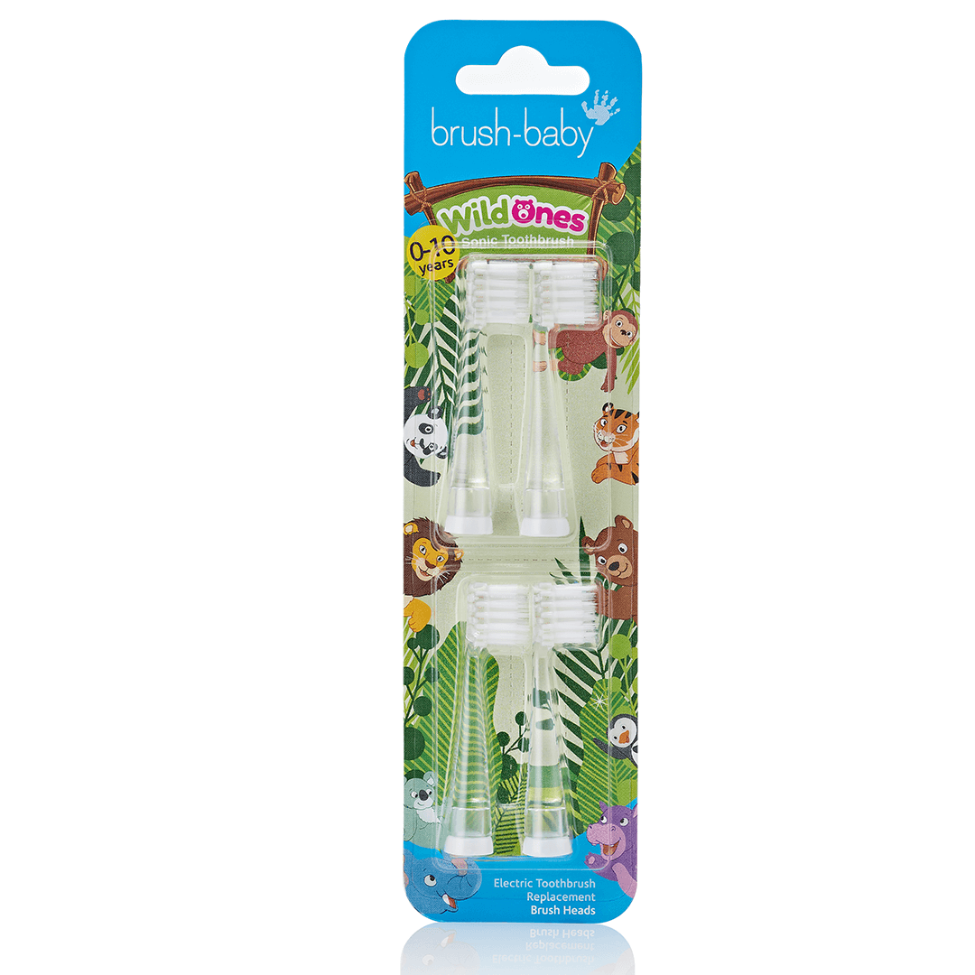 Capete de rezerva pentru periuta de dinti electrica pentru copii Wild Ones, 0-10 ani, 4 bucati, Brush Baby