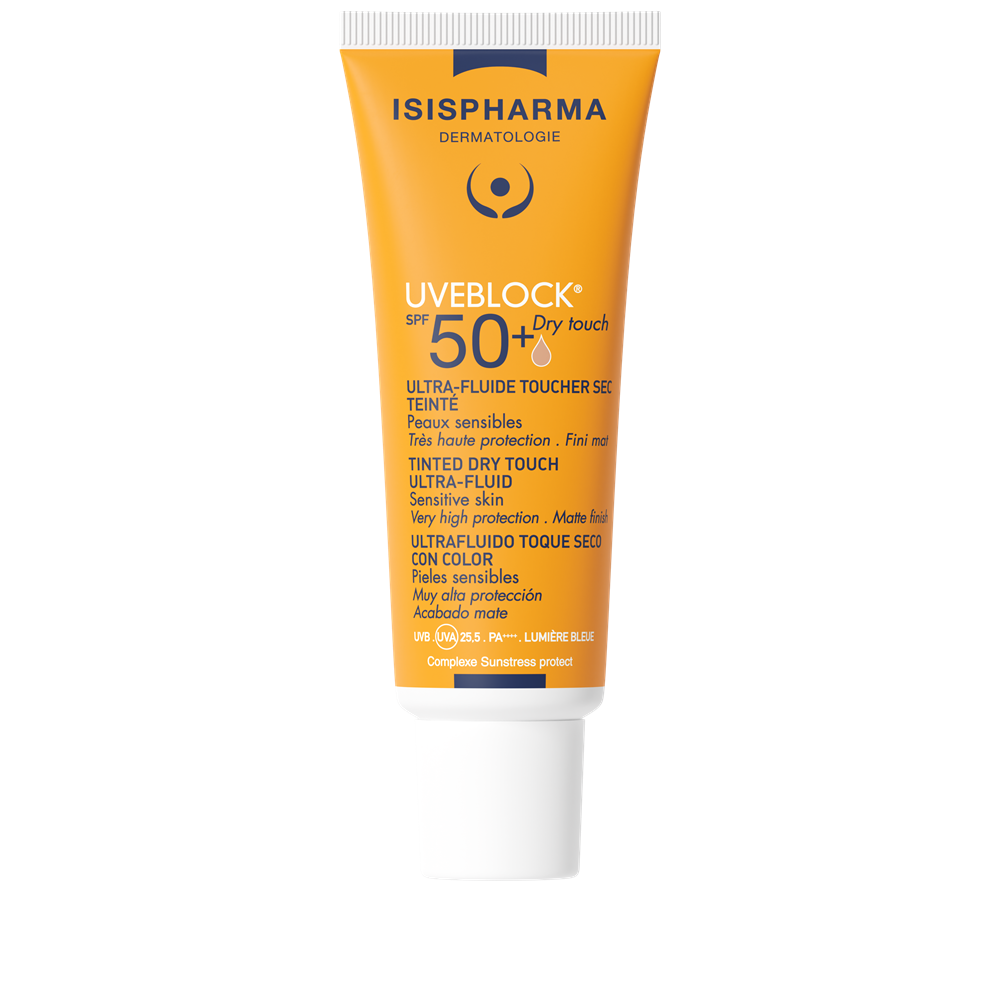 Ultra-fluid protector nuantator medium pentru ten gras Dry Touch, SPF 50+ UVEBLOCK, 40 ml, Isispharma