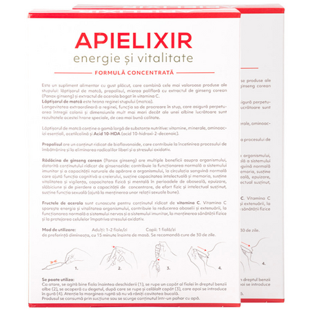 Energie si vitalitate Apielixir, 20 + 10 fiole x 10 ml, Albina Carpatina 723453