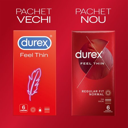 Prezervative Feel Thin, 6 bucati, Durex 606681