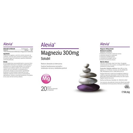 Magneziu solubil, 300 mg, 20 plicuri, Alevia 699170