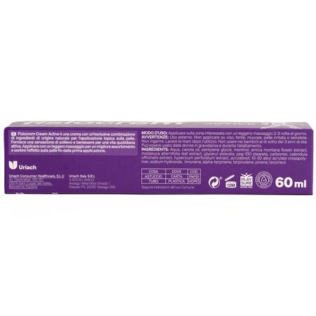 Crema cu efect reconfortant, calmant si revigorant Fisiocrem Cream Active, 60 ml, Uriach 721389