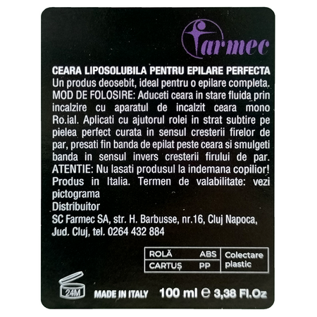 Ceara liposolubila cu miere pentru epilare, 100 ml, Farmec 747711