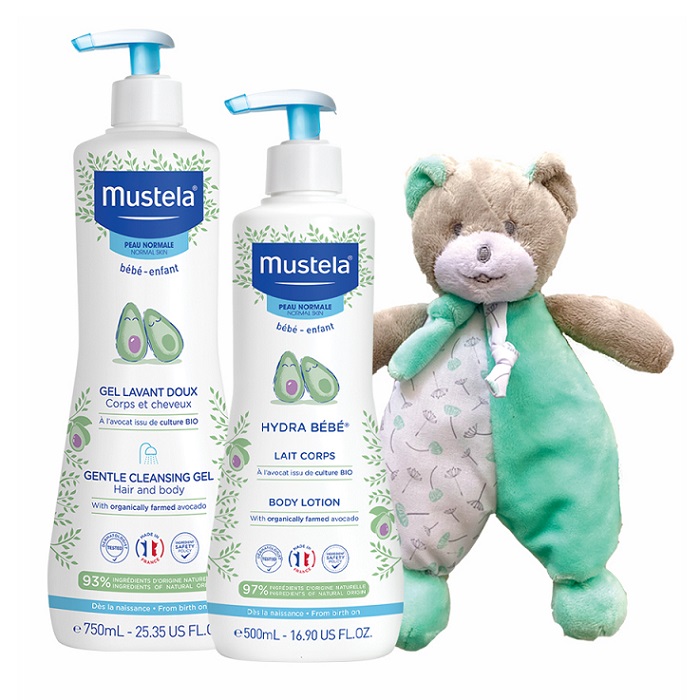 Gel de curatare pentru par si corp, 750 ml + Lotiune de corp hidratanta Hydra Bebe, 500 ml, Mustela