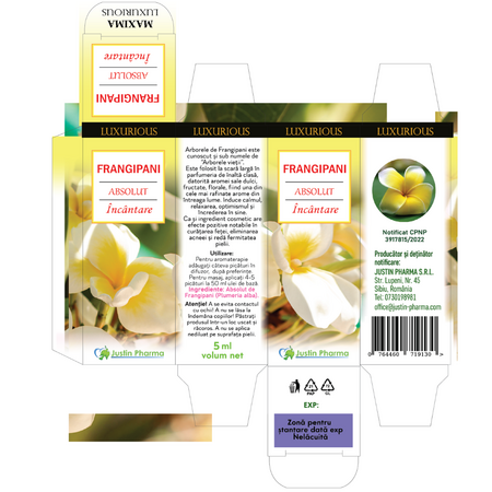 Ulei absolut de Frangipani Incantare Luxurious, 5 ml, Justin Pharma 727206