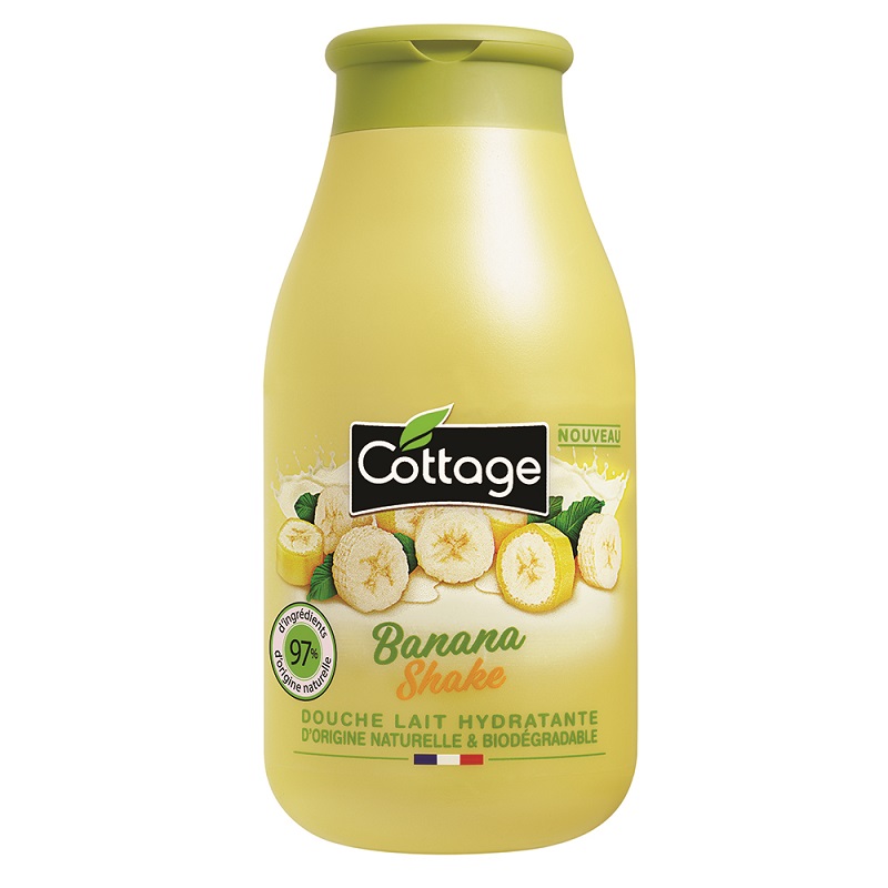 Gel de dus si lapte de baie Banana Shake, 250 ml, Cottage