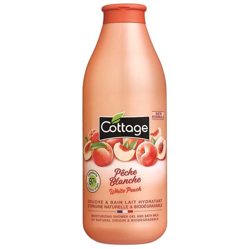 Lapte de dus hidratant White Peach, 750 ml, Cottage