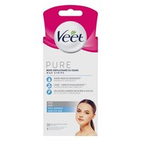 Benzi depilatoare cu ceara pentru fata Wax Strips Pure, 20 bucati, Veet