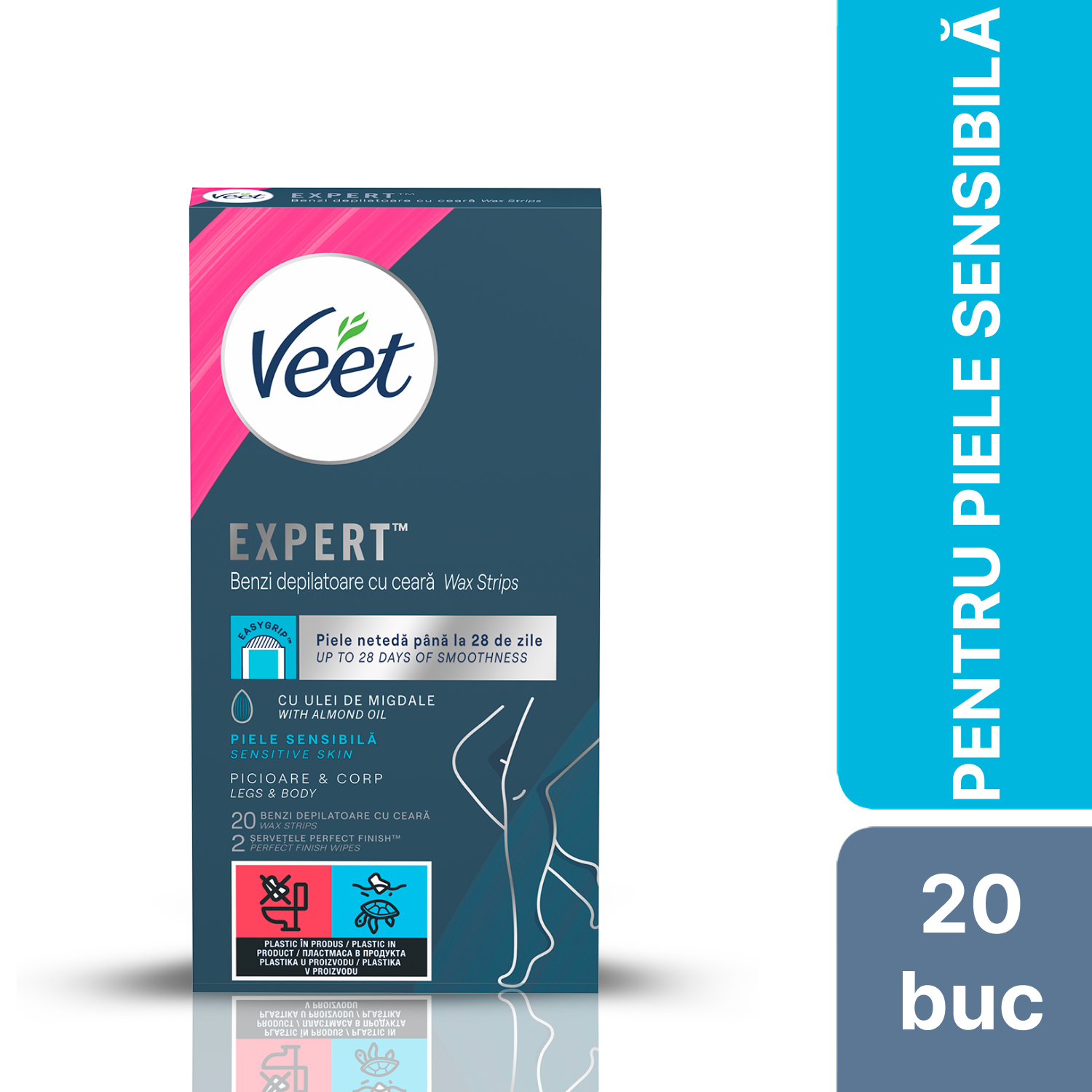 Benzi de ceara depilatoare, 20 bucati, Veet