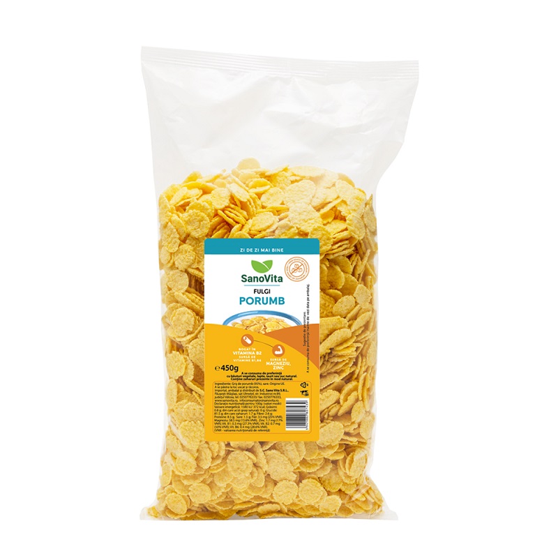 Fulgi de porumb fara zahar, 450 g, Sanovita