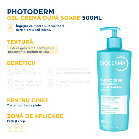Gel-crema dupa expunerea la soare Photoderm, 500 ml, Bioderma 736569