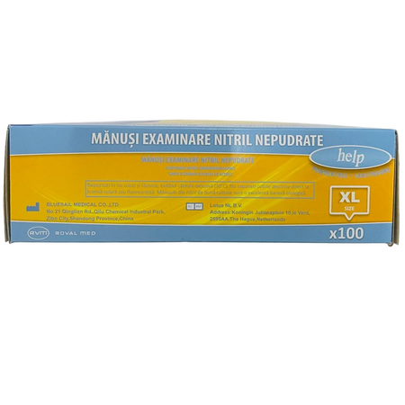 Manusi de examinare din nitril nepudrate, marimea XL, 100 bucati, Help 705924