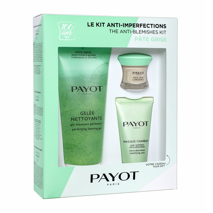 Pachet Pate Grise anti-imperfectiuni Gel spumant curatator, 200 ml + Crema L'Original, 15 ml + Masca cu carbune, 50 ml, Payot