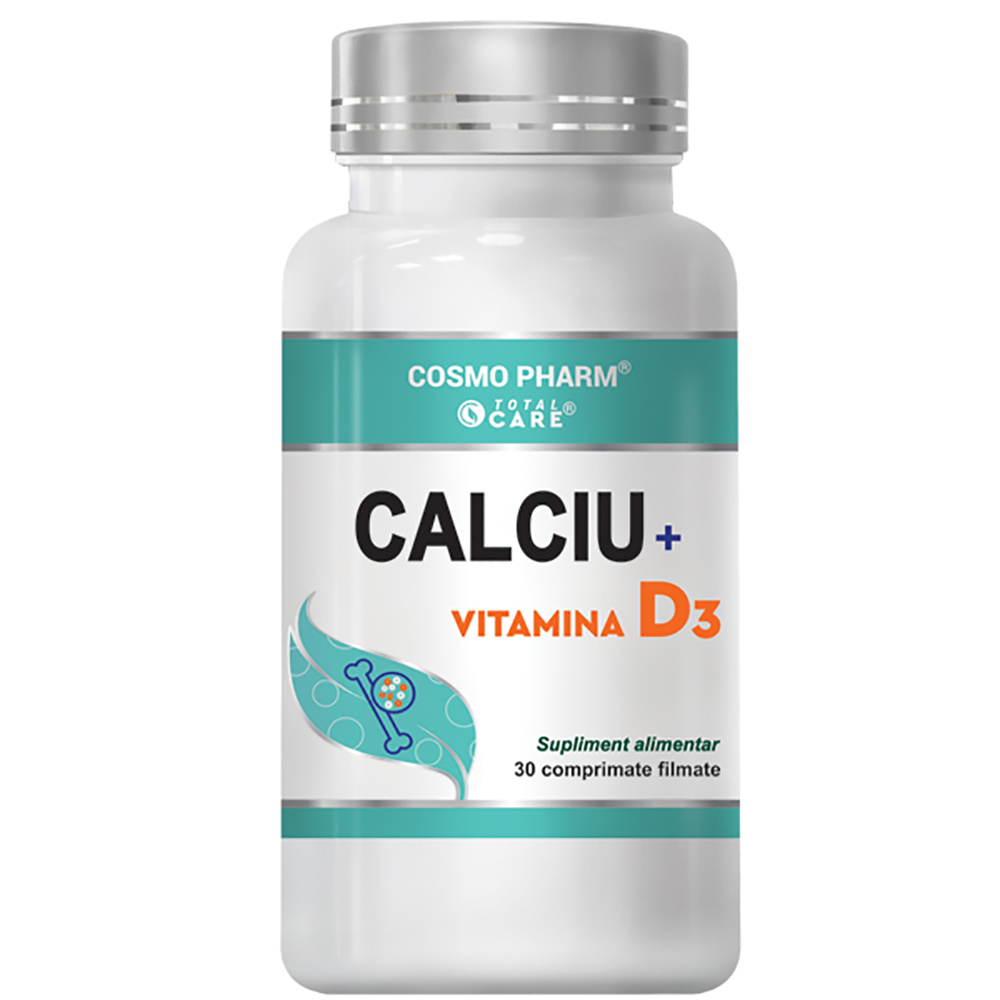 Calciu+Vitamina D3, 30 comprimate filmate, Cosmopharm