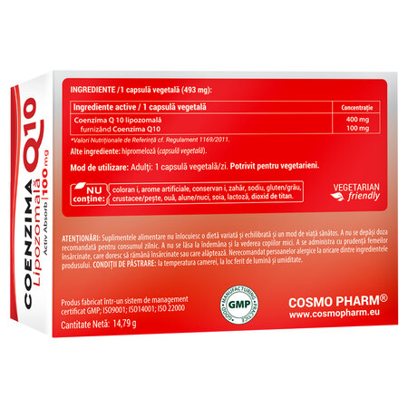 Coenzima Q10 Lipozomala, 30 capsule vegetale, Cosmopharm 755369