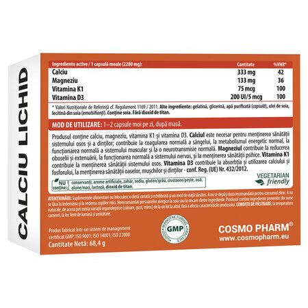 Calciu lichid, 30 capsule moi, Cosmopharm 748181