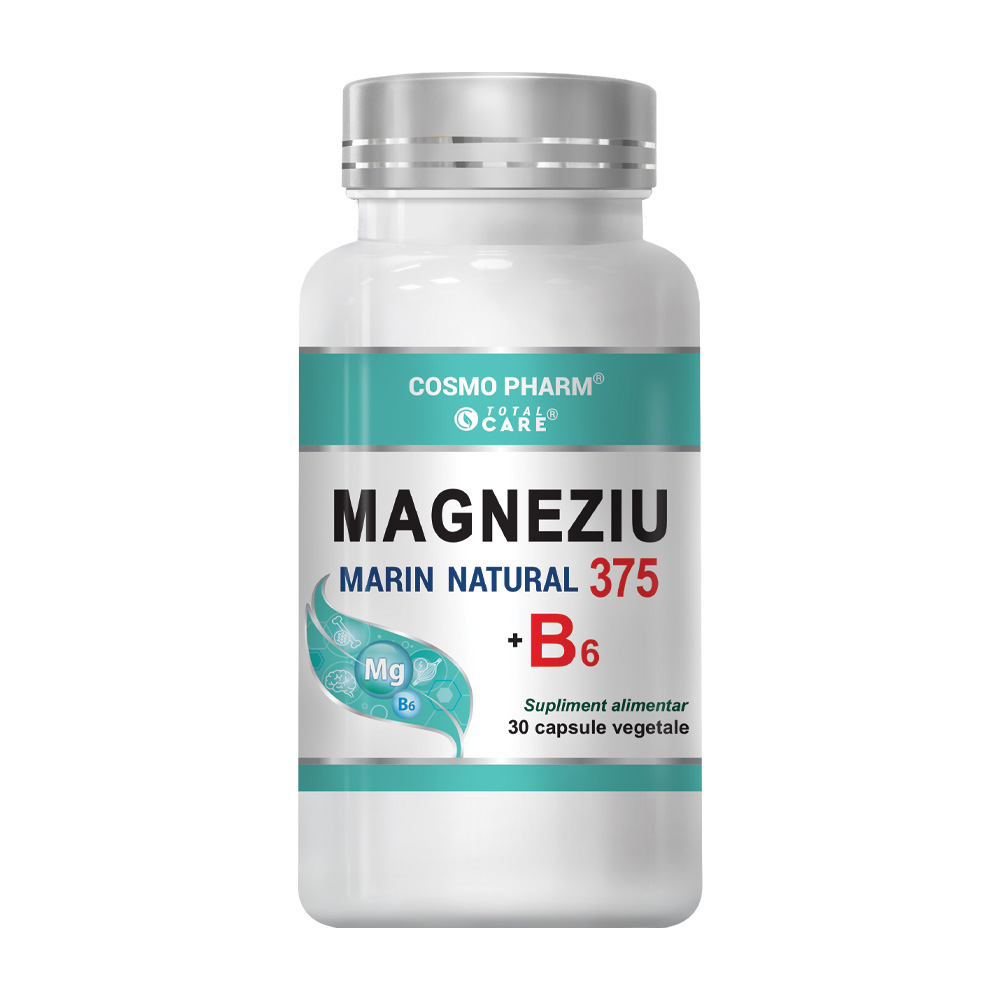 Magneziu marin 375mg + B6, 30 capsule, Cosmopharm