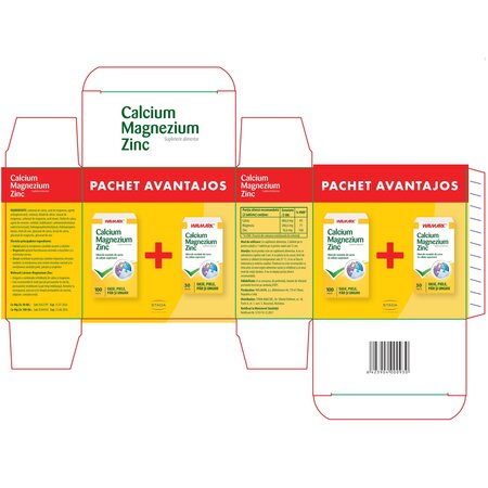 Pachet Calciu Magneziu Zinc, 100 + 30 tablete, Walmark 699803